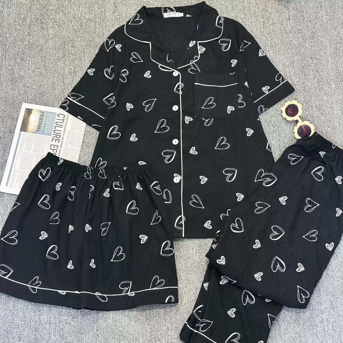 Ensemble pyjama femme en coton effet nuage