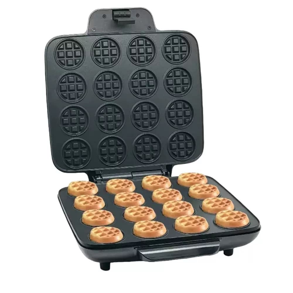 Gaufrier à 16 empreintes, chauffe rapide, surface antiadhésive – Machine compacte pour préparer des gaufres, desserts et petites gourmandises maison.