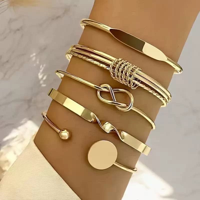 Set de bracelets circulaires géométriques 5 pièces