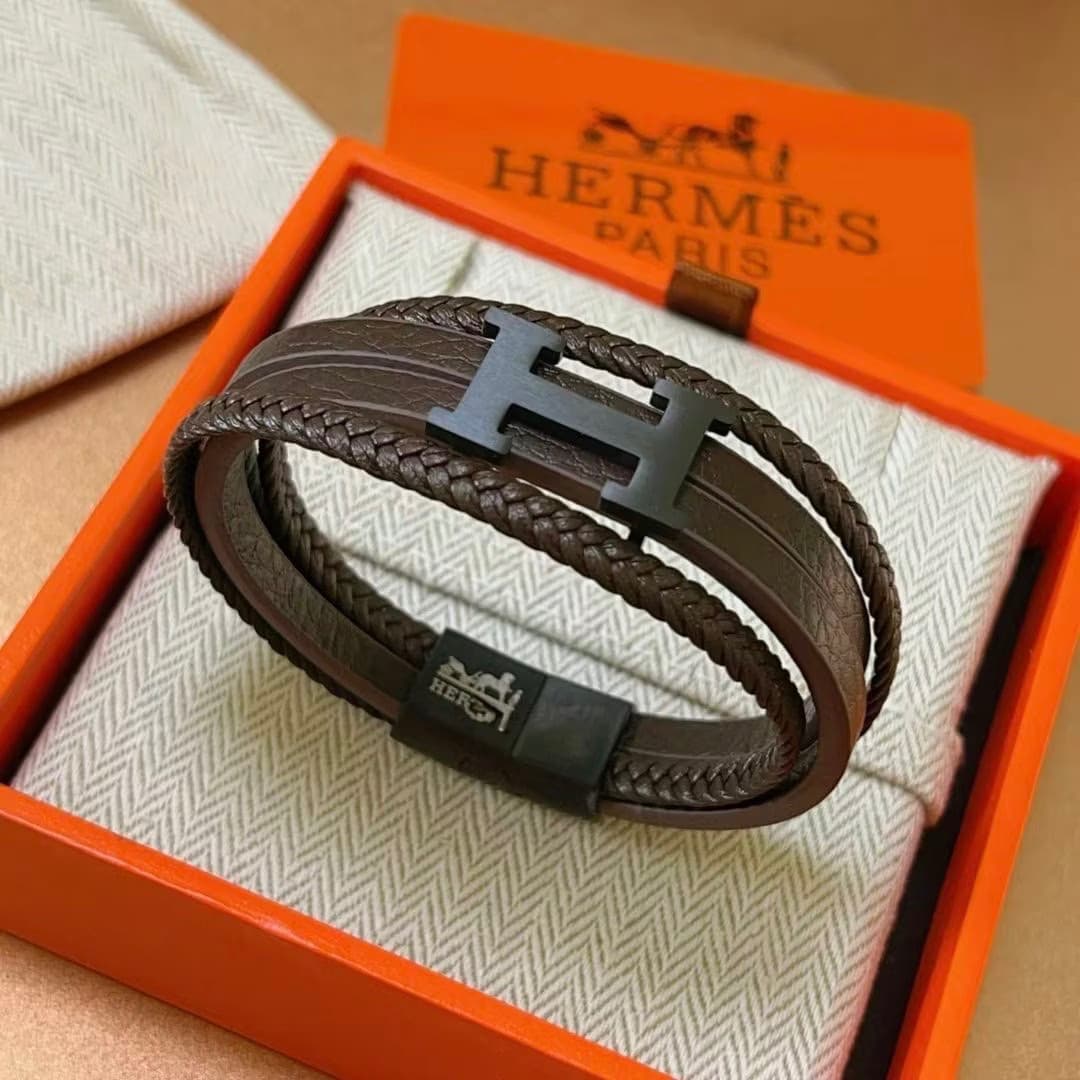 Bracelet en acier inoxydable titane noir avec lettre H