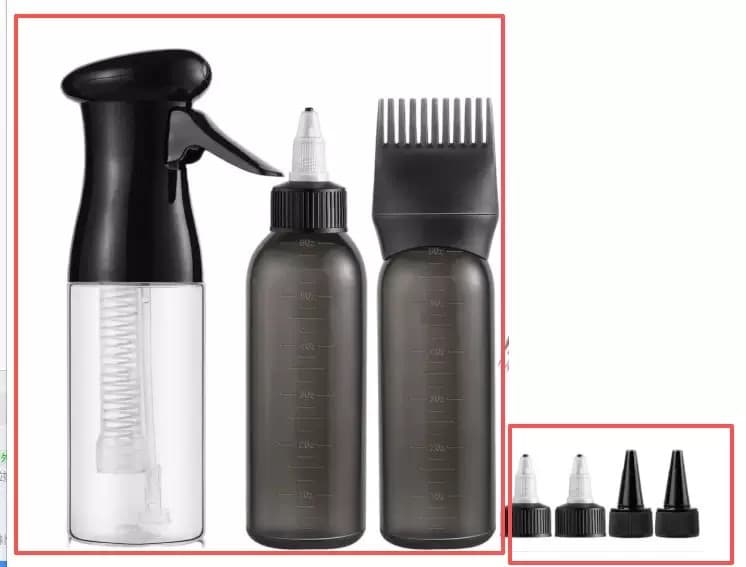 Ensemble de flacons applicateurs pour shampoing, permanente et coloration capillaire,